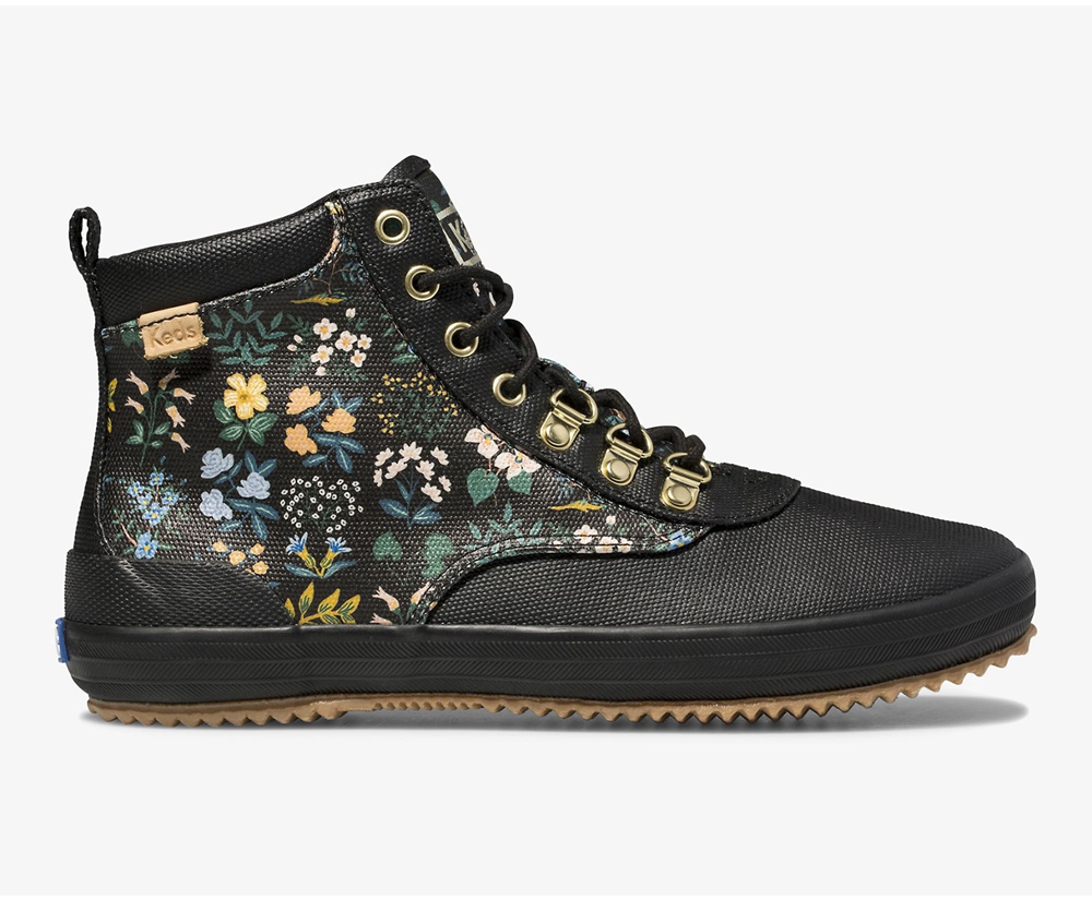 Μπότες Γυναικεια - Keds Rifle Paper Co. Scout Water-Resistant Καμβας Wildflower - Μαυρα - RTEOS5469